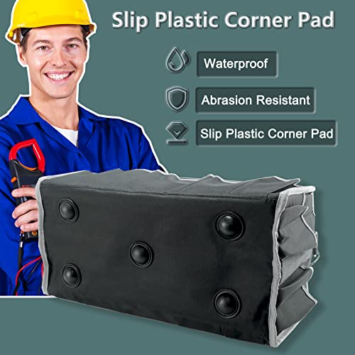 16in Tool Bags For Men Heavy Duty, Tool Bag Organizer Foldable Open Top Tool Bags, Tool Tote Bag With Handle, Wide Mouth Electrician Tool Tote, 22 PCS Pockets Tool Carrier, Grey - size: 16INCH