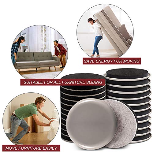 Yelanon Furniture Sliders, 20pcs-3 1/2” Felt Furniture Sliders for Carpet, Furniture Pads Hardwoods Floors, Heavy Furniture Movers Sliders, Reusable Moving Pads, Floor Protectors for Carpet - size: 10pcs 3.5'' sliders & 10pcs 3.5'' felt sliders