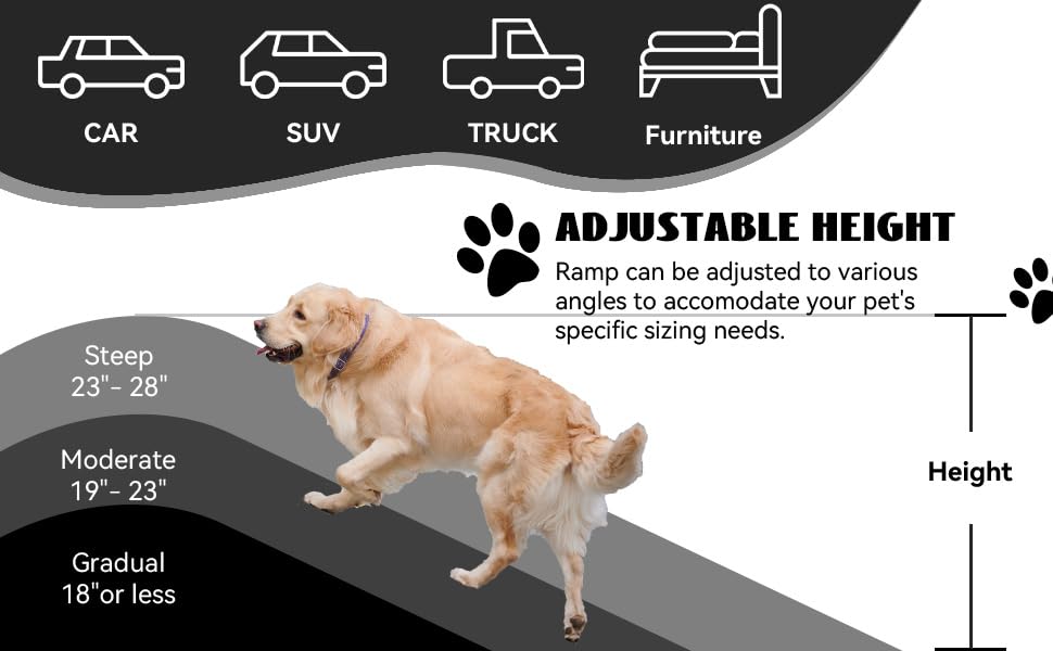 PawStep 51006 61 inch Portable Folding Pet Ramp with Carpet Great for Truck SUV Car - style: Non-Slip Pet Ramp