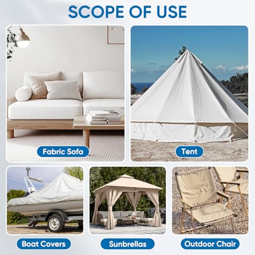Canvas Patch 4 "x 60 ", Self-Adhesive Waterproof Canvas Patch Set for Repairing Tents, Couch, Boat Covers, Camping Chairs, Awnings, Car Seats.(Beige Yellow) - color: Beige Yellow, size: 4"×60"