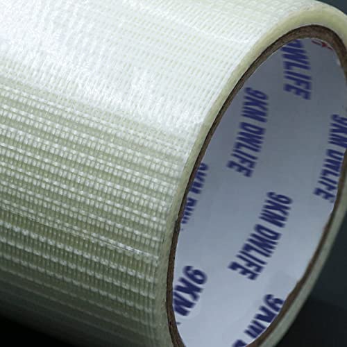 9KM DWLIFE Kite Ripstop Repair Tape 5cm-10cm Bi-Directional Fiberglass Filament Tape Clear Waterproof Strong High Adhesion Tear UV Resistance for Tent Sail Awning RV Camper Packing Fabric - size: 32FT x 1.97in / 10M x 5cm