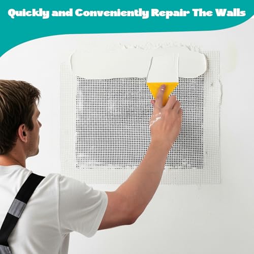 5Pcs Drywall Repair Kit Large Hole, 12 x 12in Self-Adhesive Drywall Patch Kit with Sandpapers & Scrapers, Wall Repair Patches for Big Holes & Cracks, Quick Fix for Ceiling Bathroom Wall Damage - size: 5Pcs