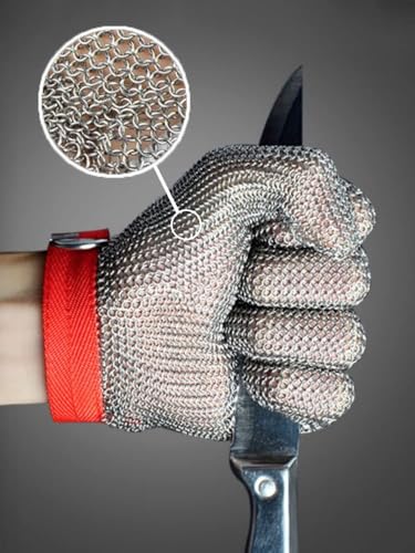 JZD stainless steel gloves, cutting resistant gloves, 304 stainless steel wire, anti cutting gloves - size: X-Large