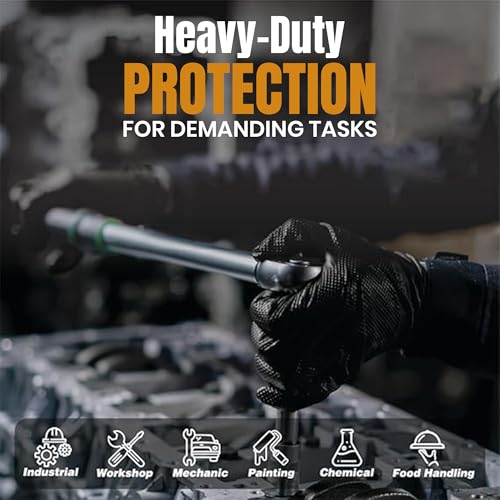Industrial Black, 8 Mil Thick - Diamond Texture Disposable Heavy-Duty, Tear-Resistant