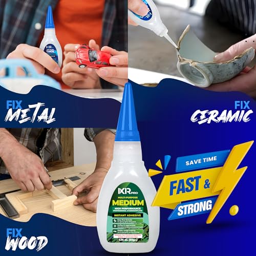 CA Glue Medium Viscosity Kit, 1.75 oz. Cyanoacrylate Glue, Super Glue for Everyday Repairs, Woodworking, Plastic, Ceramic, and DIY Crafts, Quick-Drying Multi-Purpose Adhesive with Easy Application - size: 1 Pack, style: Medium CA Glue