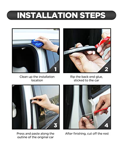 YAKEFLY Z-Shape Automotive Weather Seal, 13Ft Car Windshield & Door Seal, Self-Adhesive Seal Strip