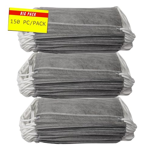 150PCS Gray Disposable Face Masks, Non-medical, 3 Layer Protection Face Masks for Adult, Teenager, Seniors Bag 150pcs (Gray)