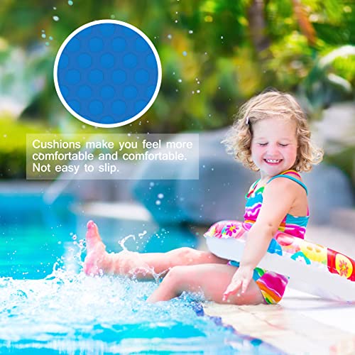 Large Swimming Pool Ladder Mat, 15"x39" Protective Non-Slip Pool Step Pad for Above Ground Swimming Pools Liner and Stairs (Blue, Round Texture)