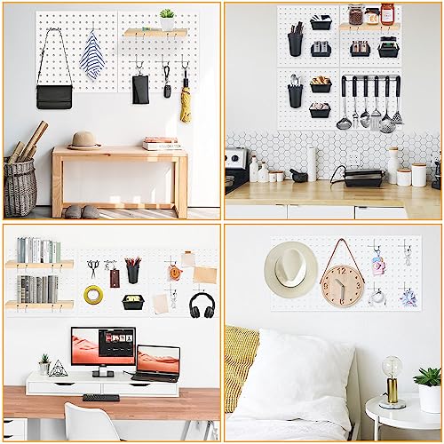8Pcs Pegboard, Peg Board, Metal Pegboard Wall Organizer Panels Accessories, Mount Display Pegboard Kits for Walls Garage Craft Room Office Workshop, Easy Installation (White) - style: Metal pegboard-8pack