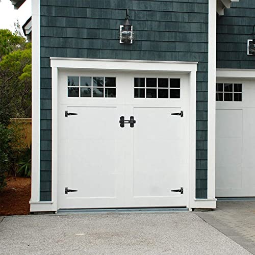 Barn Gate Latch Door Tee Hinge Hardware Kit, 2 Pack Barn Flip Latch Lock and 4 Pack 4inch T-Strap Gate Hinges,Black Finish Gate for Wood Vinyl Fence Gate Shed Door,Farm,Garden,Gate,Closet Door