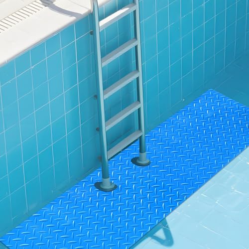 Large Swimming Pool Ladder Mat, 12"x36" Protective Non-Slip Pool Step Pad with Texture,Protective Ladder Pad for Above Ground Swimming Pools Liner and Stairs (Blue)