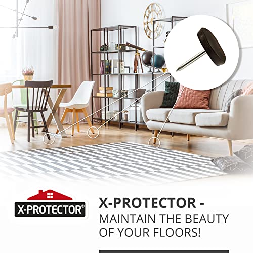 Chair Glides X-PROTECTOR – 1" Furniture Glides 40 pcs – Brown Nail-on Chair Sliders – Premium Chair Leg Floor Protectors – Slide Effortlessly with Chair Leg Pads That Protect Your Floor! - size: 1" 40 PCS Brown