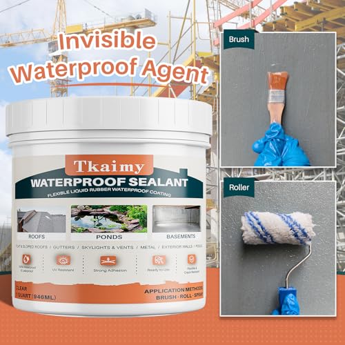 1 Quart (32oz) Invisible Waterproof Agent, Transparent Waterproof Coating for Roof Repair, Walls, Window, Bathroom, Kitchen, Water-Based Clear Sealant, Indoor & Outdoor Water Proof Coating Sealant - style: 32 OZ