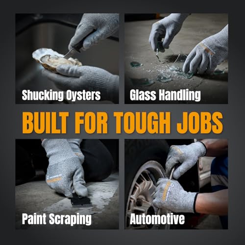 POWERTEC Cut-Resistant Work Gloves ANSI A5 – Touchscreen-Compatible, Oil-Resistant Grip, Breathable & Washable Safety Gloves for Construction, Tile Installation & Metalwork, 1 Pair, Size M (72375) - size: Medium, style: Cut Resistant Gloves