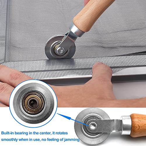 BAYTORY Upgrade Window Screen Repair Kit, Steel/Nylon Roller Tool with Bearing, Spline Removal Hook and 12Pcs Screen Clips Replacement for Installing Door Mesh Screens - style: Nylon & Stainless Steel & Screen Holder Clips & Spline Removal Hook