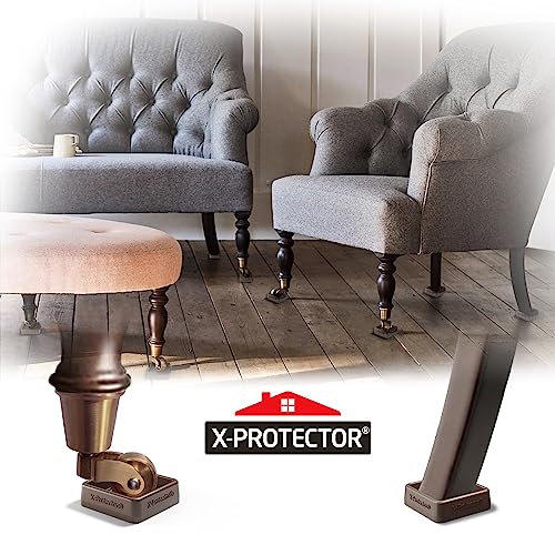 Furniture Cups X-PROTECTOR – 1.7" Caster Cups 4 PCS – Lined Furniture Coasters – Ideal Bed Stoppers – Non Skid Furniture Pads with a Perfect Design – Rubber Furniture Pads - Protect Any Flooring! - size: 4 PCS, 1.7" x 1.7"