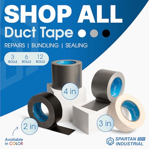Spartan Industrial - 2" X 30 yd Silver Duct Tape - 6 Rolls No-Residue Tape for Heavy Duty Industrial, DIY, Auto Projects - Water-Resistant 9 Mil - color: Silver, size: 2" X 30 yd