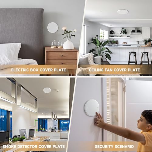 Ceiling Cover Plate,5 Inch Round Electrical Box Cover Plate for 4 Inch Electric Box,Metal Round Wall Plate for Smoke Detector,Hole Spacing 3.5 Inch - 3 Pcs(White) - color: White - 3 Pcs