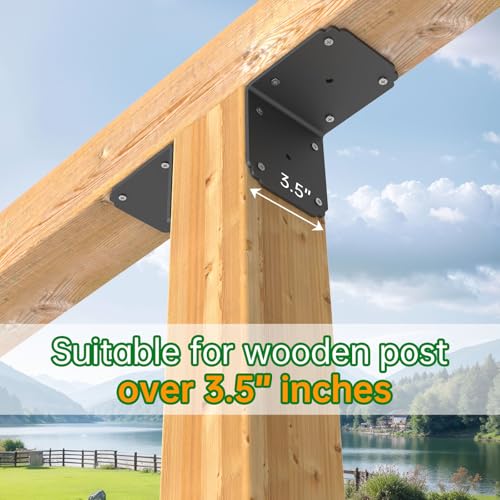4x4x3.5 L Brackets Heavy Duty for Pergola, (8pcs) Angle Bracket Metal Corner Brace for Wood,Deck, Shelf, Fence - size: 4x3.5 inch ( 8 Pack )