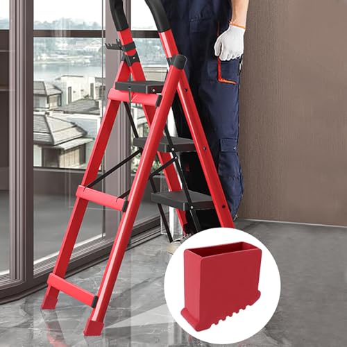 Geesatis 2Pcs Non-Slip Folding Ladder Feet Mat,Rubber Pads Covers Ladder Foot Pads,Anti-Skid Ladder Leg Cushion Bumper,1.2x2.9 Inch (Red) - color: Red, size: B-1.2in×2.9inch
