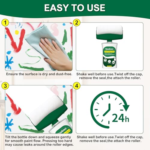 White Paint for Wall, 500g Touch-Up Paint Ready-to-Use with Roller Brush, Water Based & Low Odor White Wall Touch-Up Repair Kit for Walls & Ceilings, Remove Stains, Graffiti, Footprint