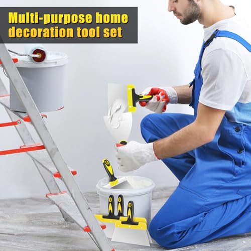 Putty Knife and Paint Scraper Set, 6.5"" Scraper and 4"" Putty Knife Combination for Spreading Drywall Spackle & Mud, Taping, Scraping Paint