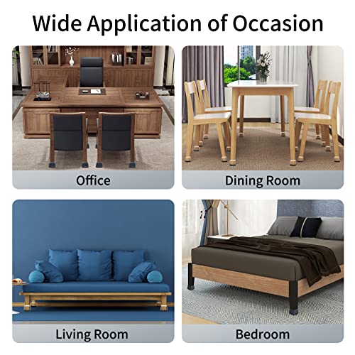 Ezprotekt 8 Pcs Chair Sliders for Carpet, Square Carpet Teflon Furniture Pads, Chair Glides for Carpet, Bar Stool Leg Protectors Caps, Furniture Sliders for Table, Chair, Sofa Legs (XL Fit: 1.5" - 2") - size: Black - XL