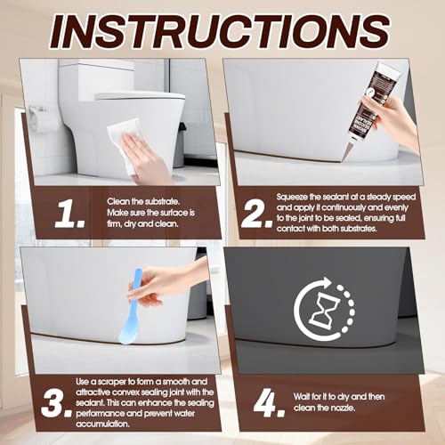 2 PCS Brown Caulk, 100% Waterproof Brown Silicone Caulk for Bathroom Shower Kitchen Tile Floor Sealing, Stronger Adhesion, Shrink & Crack Proof, with a Scraper for Applying Evenly, 100mlx2 - style: Brown