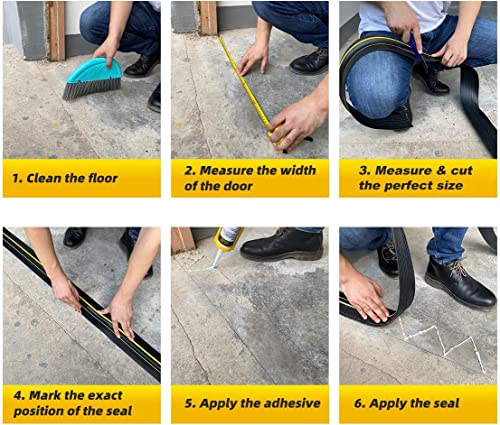 Jin&Bao Universal Garage Door Threshold Seal Strip 20FT Kit, Bottom Waterproof Rubber Weather Stripping Replacement(Yellow, 2 Adhesive) - color: Yellow, size: 20 Feet