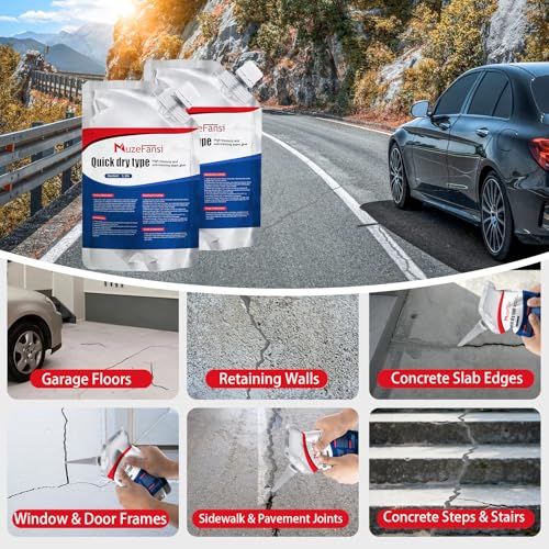 Concrete Crack Filler, Waterproof Cement Sealant, Flexible Caulking Glue, for Outdoor Driveway, Walkway, Patio, Wall and Foundation Cracks (4 Pack) - style: 4 PACK