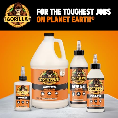 Gorilla Wood Glue Ultimate, Waterproof High‑Strength Wood Glue, Natural Dry Finish, 1 Gallon - size: 1 Gallon (1 Pack)