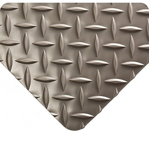 Wearwell 385.316x2x5GY Diamond-Plate Runner Mat, 5' Length x 2' Width x 3/16" Thick, Gray - color: Grey, size: 5'