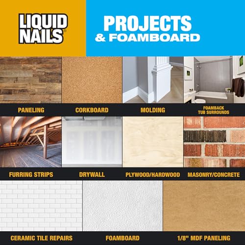 Liquid Nails Latex Projects 10 oz Off-White Interior Projects and Foamboard Adhesive - size: 10 Ounce, style: Foamboard