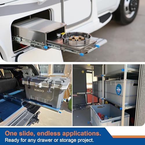 VADANIA 20" Heavy Duty Drawer Slide with Lock #D53, 2" Width Up to 125lb Load Capacity, 3-Fold Full Extension, Ball Bearing Lock-in & Lock-Out, Side Mount, 1-Pair - size: 20 Inch, style: #D53(53mm wide)
