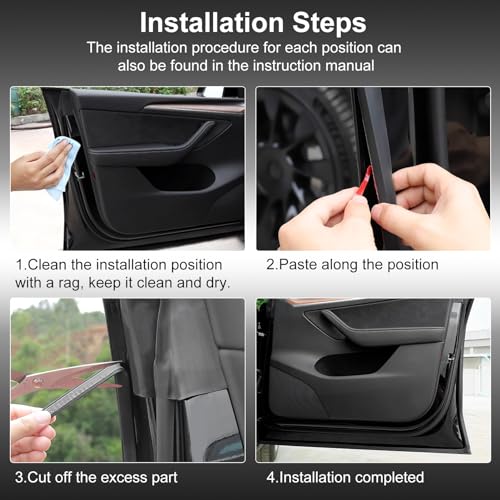 Car Weather Stripping for Tesla Model Y Car Door Rubber Seal Strip Self Adhesive Auto Soundproofing Weatherstrip for Front/Rear Trunk A-Pillar B-Pillar Front/Rear Door - style: For Tesla Model Y