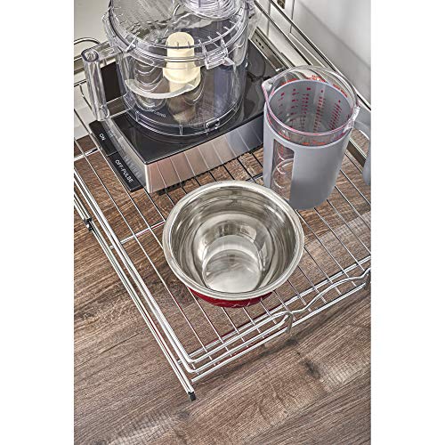 Rev-A-Shelf Kitchen Cabinet Pullout Shelf and Drawer Organizer Slide Out Pantry Storage Basket in Multiple Sizes, 21 x 20 In, 5WB1-2120CR-1 - size: 21" W X 20"d, style: Single Tier
