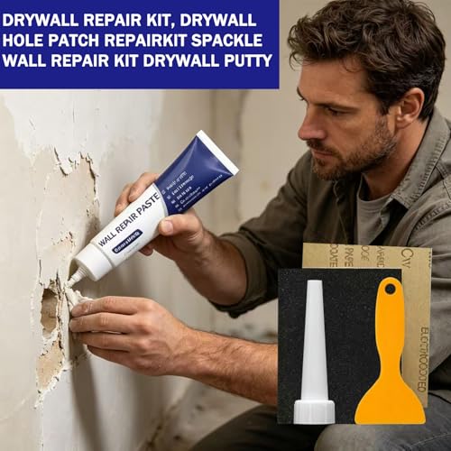 Drywal Repair Kit,Drywall Patch Repair Kit with Scraper | Instant Wall Hole Filler & Crack Repair Paste | Quick Fix Sol for Drywall, Tile Gaps, Nail Holes & Small Damage | Drywall Repair Kit