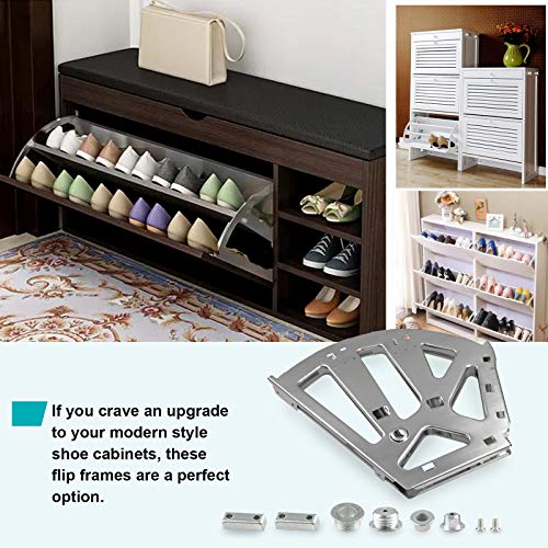 3 Layers Shoes Drawer Cabinet Hinges, Silver Shoe Cabinet Replacement Fittings Stainless Steel for Kitchen Living Room, 1 Pair - color: Silver, size: 3 Layers