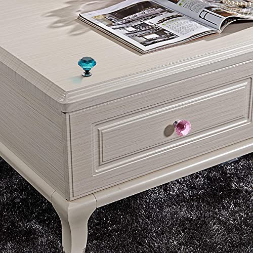Akstore 6 Pcs Crystal Glass Cabinet Knobs 30mm Diamond Shape Drawer Kitchen Cabinets Dresser Cupboard Wardrobe Pulls Handles (30mm, Pink) - color: Pink, size: 30 mm