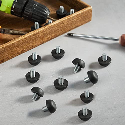 Dunzy 20 Pcs M8 Adjustable Furniture Levelers 20 Pcs, Screw-in Leg Leveling Feet, Black Patio Furniture Replacement Feet for Chair, Table, Cabinet, Desk, Uneven Floor Protection