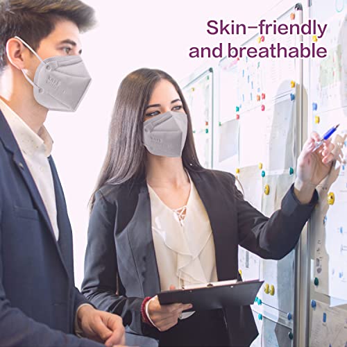 Miuphro KN95 Face Mask, 5-Layer Design Cup Dust Safety KN95 Masks 25 Pack, Gray - color: Grey