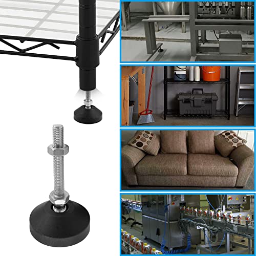Luomorgo 4 Pcs M8 Leveling Feet with T-Nut, Anti Skid Threaded Rubber Feet, Adjustable Swivel Levelers for Furniture Feet, Heavy Duty Appliance Feet for Mechanical Equipment (D50 x M8 x H100) - size: D50 x M8 x H100