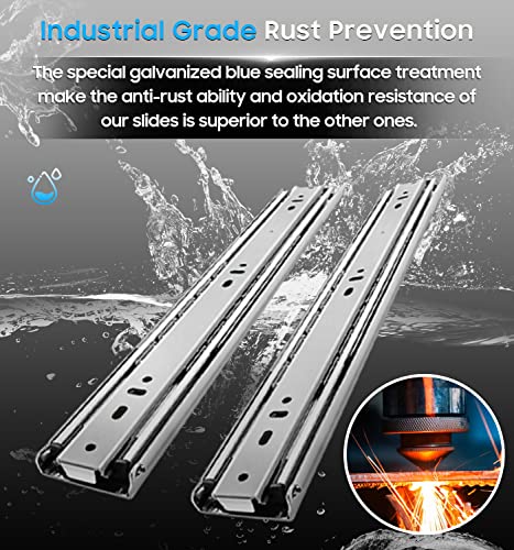 YENUO Heavy Duty Drawer Slides Full Extension Side Mount 12 14 16 18 20 22 24 26 28 30 32 34 36 40 Inch Metal Rails Track Guide Glides Runners 100 Lbs 1 Pair (Without Lock, 38 inch) - size: 38 inch