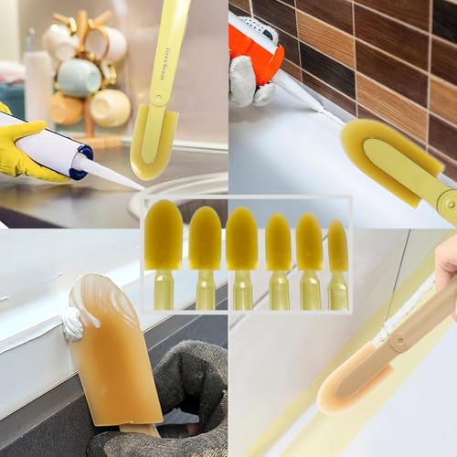 Grout Caulking Tool Kit, 6pcs Rubber Caulk Finishing Tool Sealant Caulk Spatula Smooth Spatula Finisher for Kitchen Bathroom Window Ceramic Tiles - size: 6pcs