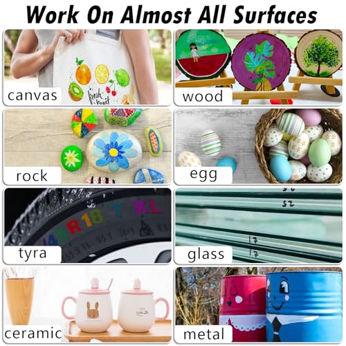 Red Paint Markers, 5 Pack Oil-Based Waterproof Quick Dry Permanent Paint Pen Set for Rocks Painting, Wood, Fabric, Plastic, Canvas, Glass, Mugs, Metal, Tire, Stone, DIY Craft - color: Red