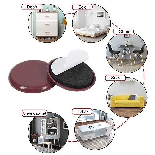 Furniture Sliders, 12pcs Furniture Movers 2 Inch Heavy Duty Moving Pads Self Adhesive Chair Gliders for Carpet and Hardwood Floors(Brown) - size: 12pcs 2" Brown