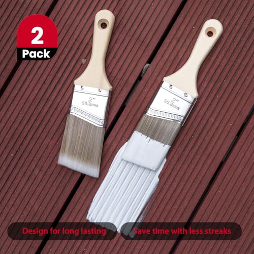 Mister Rui Paint Brushes, Paint Cup with Paint Bucket Liners, 2 Inch Paint Brush, Professional Paint Brush Set for Smooth Finish, Wall, Furniture, Trim - size: 1PCS, 2" Short, Red Paint Cup