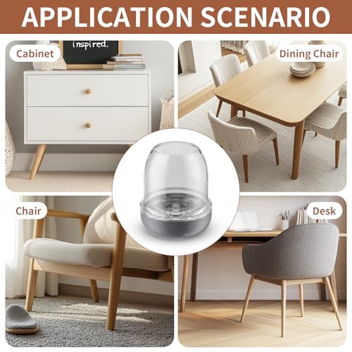 Ezprotekt 24 Pcs Chair Leg Floor Protectors, Chair Leg Caps, Silicone Protectors Covers for Hardwood Floors & Carpet, Pet Dust & Hair Proof Chair Pads - for Dining Table Chair, Clear M Fit (0.87"-1") - size: M-Round