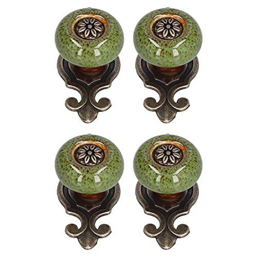 4 Set Zinc Alloy Round Cabinet Knob Drawer Pull Handle Green for Furniture Wardrobe Bathroom Hardware