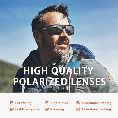 suoso Polarized Sports Sunglasses for Men: UV400 Protection Glasses Wrap Around Goggles for Driving Fishing - color: A2-blue